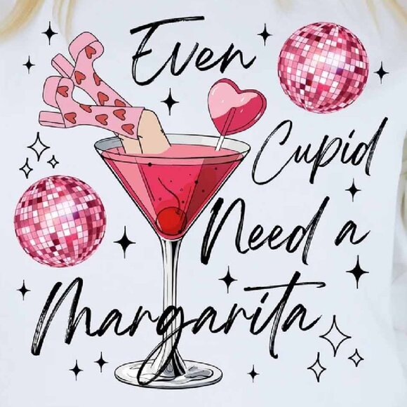 Even Cupid Need A Margarita T-Shirt, Retro Valentine T-Shirt - Picture 2 of 5